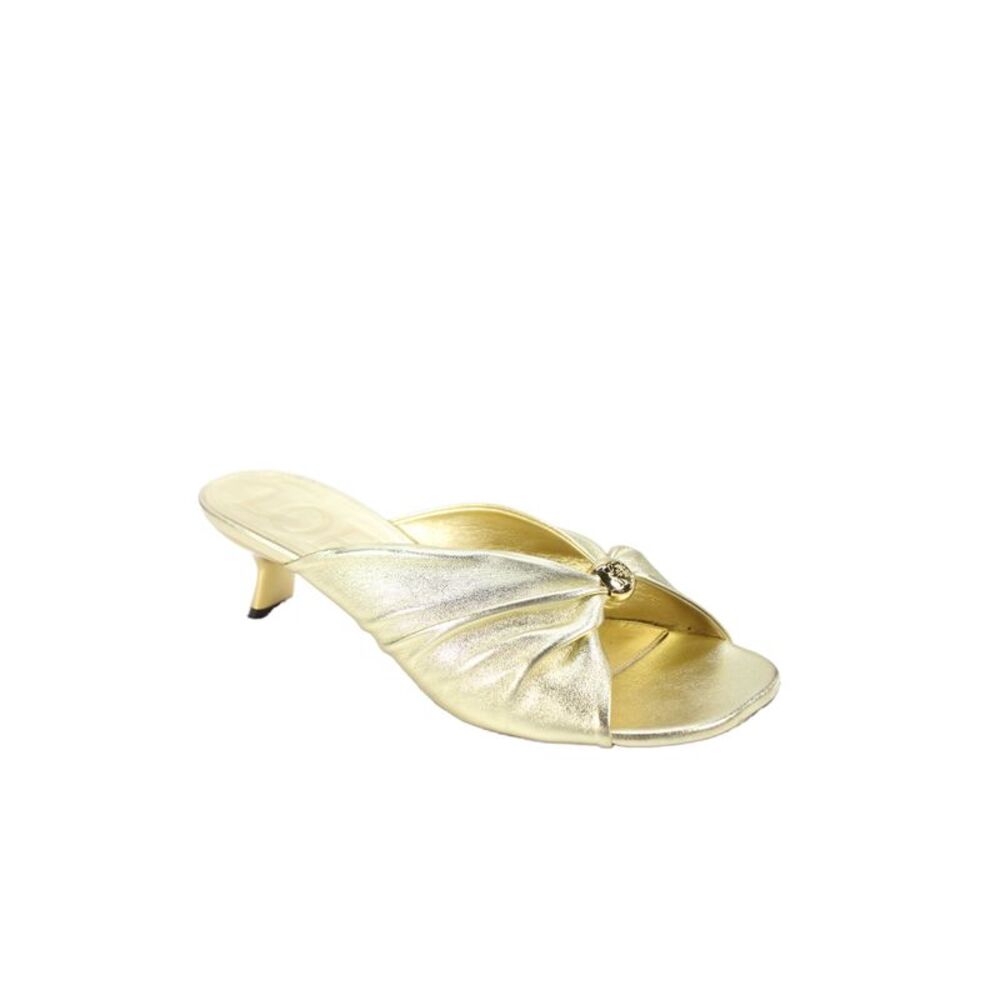 Loewe Womens Pebble Soft Metallic Leather Slide Sandals Shoes Gold Size 8